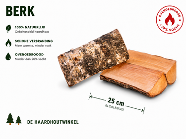 Berken Haardhout Hele Pallet, Ovengedroogd, Direct Stookbaar