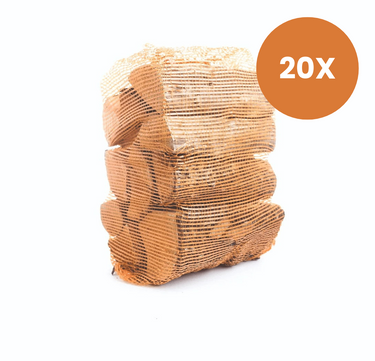 Eiken Haardhout 20 Zakken (22 L) — Ovengedroogd, Lange Brandduur