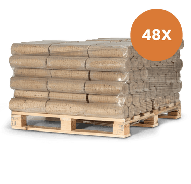 Nestro Houtbriketten Halve Pallet — 48 × 10 kg | Lange Brandduur