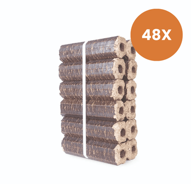 Pini Kay Briketten Eikenhout Halve Pallet — 48 × 10 kg | Lange Brandduur