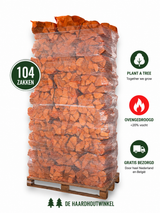 Elzen Haardhout Voordeelpallet 104 Zakken (22 L) — Ovengedroogd, Direct Stookbaar