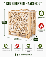 Berken Haardhout Halve Pallet (1 m³), Ovengedroogd, Direct Stookbaar