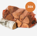 Berken Haardhout 30 Zakken (22 L) — Ovengedroogd, Direct Stookbaar