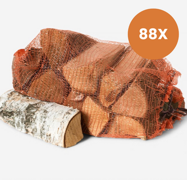 Berken Haardhout Voordeelpallet 90 Zakken (22 L) — Ovengedroogd, Direct Stookbaar
